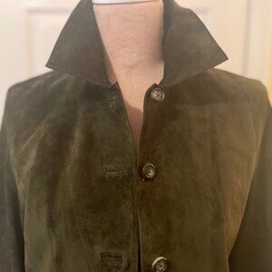 VINTAGE WOMANS SOFT DEEP GREEN SUEDE JACKET/BLAZER - SIZE SMALL